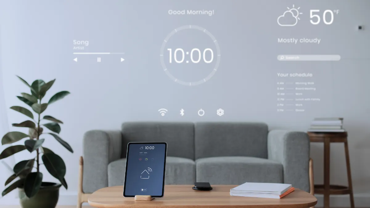 Sistema IoT moderno con sensori e dispositivi smart per il controllo automatico di temperatura, umidità e qualità dell'aria in ambienti ricettivi